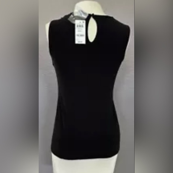 INC Women's Deep Black Crisscross Cutout Front Heritage Party Blouse Top, NWT - Picture 3 of 6